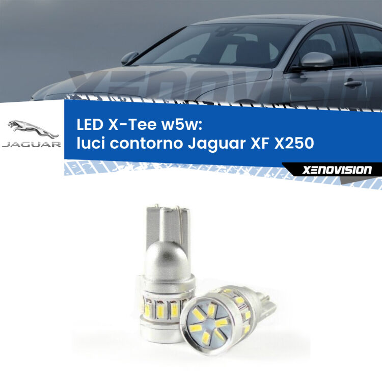 <strong>LED luci contorno per Jaguar XF</strong> X250 2007 - 2015. Lampade <strong>W5W</strong> modello X-Tee Xenovision top di gamma.