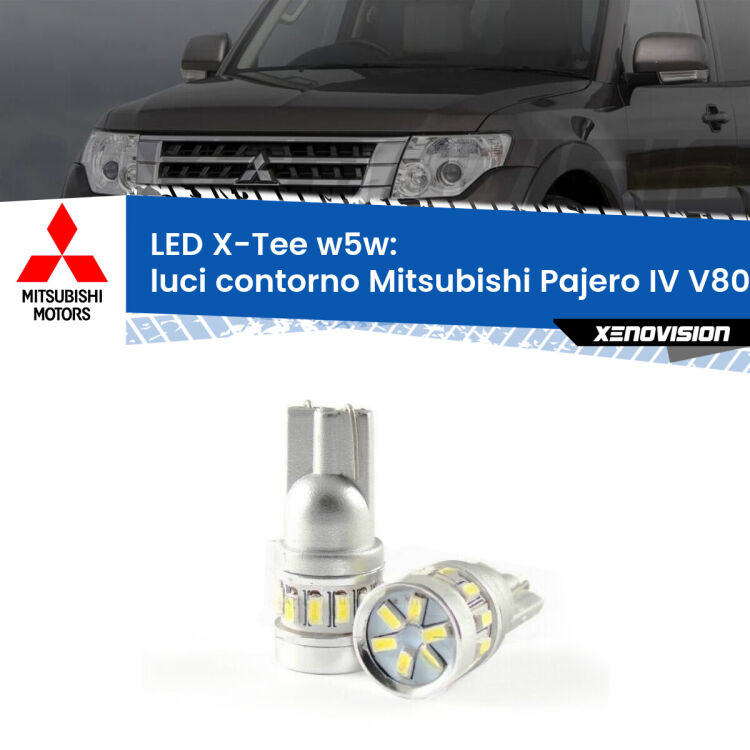 <strong>LED luci contorno per Mitsubishi Pajero IV</strong> V80 2007 - 2021. Lampade <strong>W5W</strong> modello X-Tee Xenovision top di gamma.