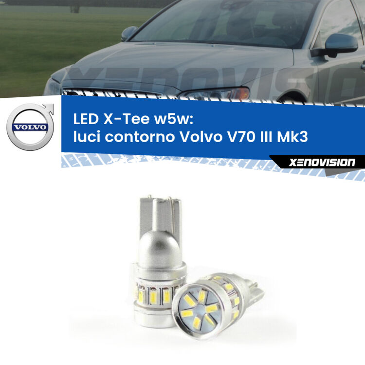 <strong>LED luci contorno per Volvo V70 III</strong> Mk3 2008 - 2016. Lampade <strong>W5W</strong> modello X-Tee Xenovision top di gamma.