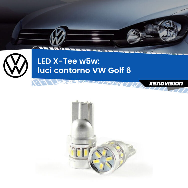 <strong>LED luci contorno per VW Golf 6</strong>  2008 - 2011. Lampade <strong>W5W</strong> modello X-Tee Xenovision top di gamma.