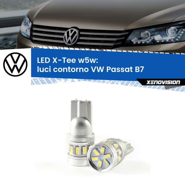 <strong>LED luci contorno per VW Passat</strong> B7 2010 - 2014. Lampade <strong>W5W</strong> modello X-Tee Xenovision top di gamma.