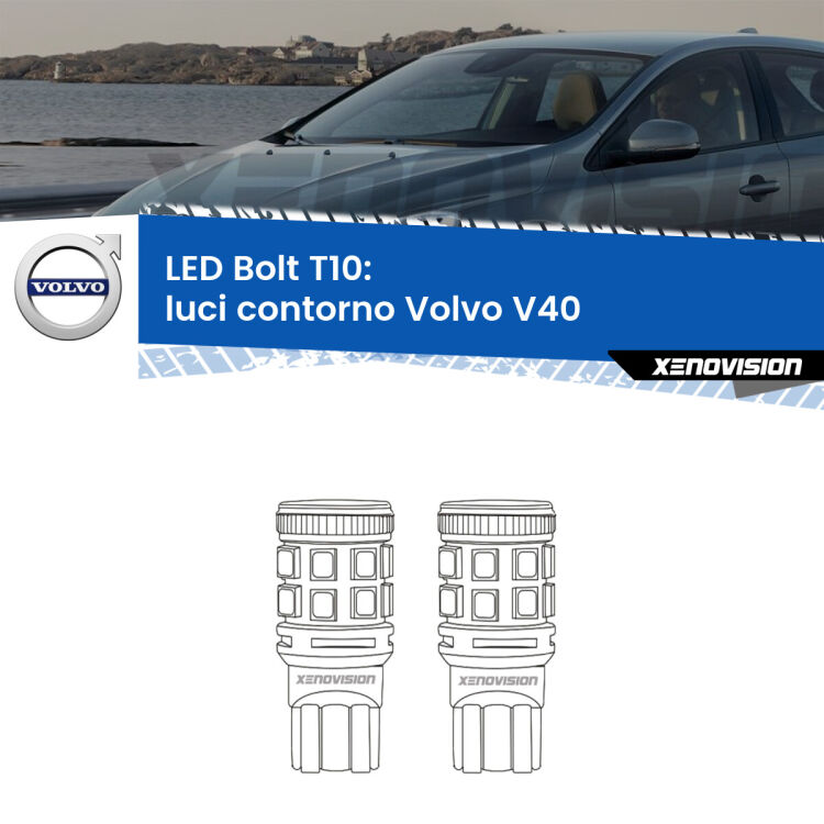 <strong>Luci Contorno LED per Volvo V40</strong>  2012 - 2015. Coppia lampade <strong>T10</strong> modello Bolt canbus.