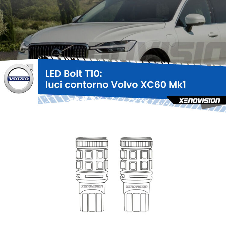 <strong>Luci Contorno LED per Volvo XC60</strong> Mk1 2008 - 2016. Coppia lampade <strong>T10</strong> modello Bolt canbus.