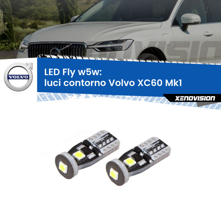 <strong>luci contorno LED per Volvo XC60</strong> Mk1 2008 - 2016. Coppia lampadine <strong>w5w</strong> Canbus compatte modello Fly Xenovision.