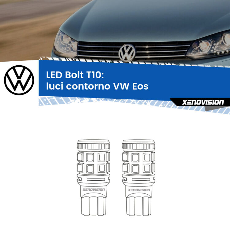 <strong>Luci Contorno LED per VW Eos</strong>  2006 - 2015. Coppia lampade <strong>T10</strong> modello Bolt canbus.