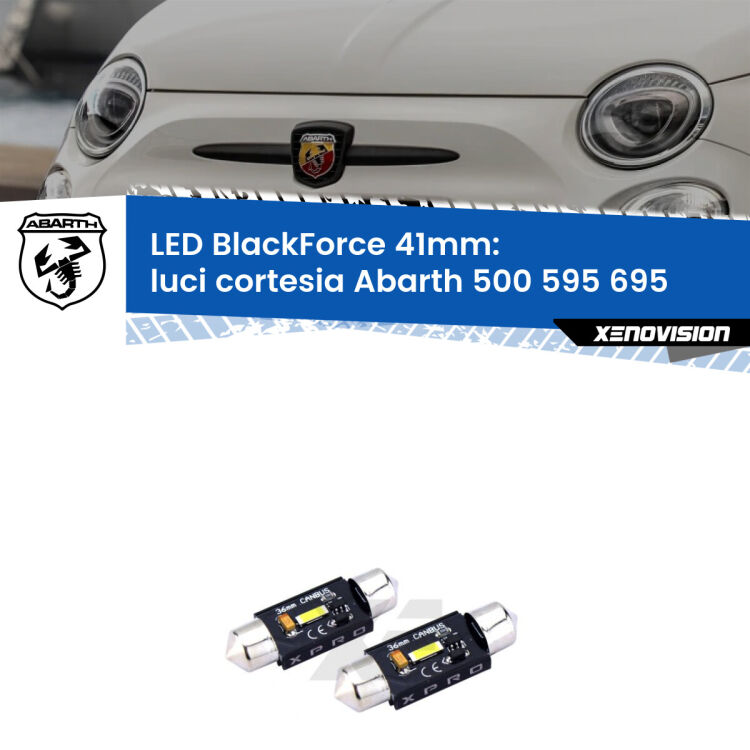 <strong>LED luci cortesia 41mm per Abarth 500 595 695</strong>  2008 - 2022. Coppia lampadine <strong>C5W</strong>modello BlackForce Xenovision.