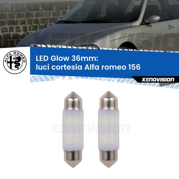 <strong>Luci Cortesia LED luce calda per Alfa romeo 156</strong>  1997 - 2005. Coppia lampade <strong>C5W</strong> 36mm modello Glow di Xenovision.