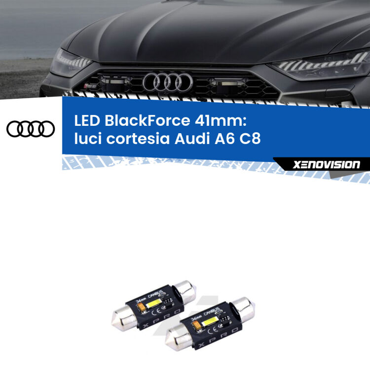 <strong>LED luci cortesia 41mm per Audi A6</strong> C8 2018 in poi. Coppia lampadine <strong>C5W</strong>modello BlackForce Xenovision.