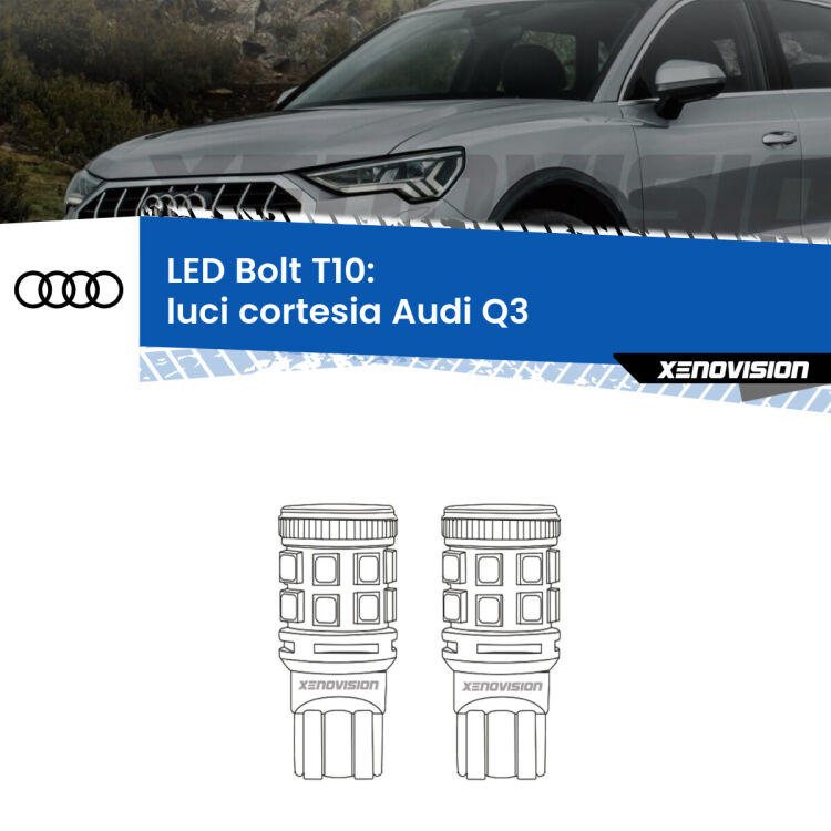 <strong>Luci Cortesia LED per Audi Q3</strong>  2011 - 2018. Coppia lampade <strong>T10</strong> modello Bolt canbus.