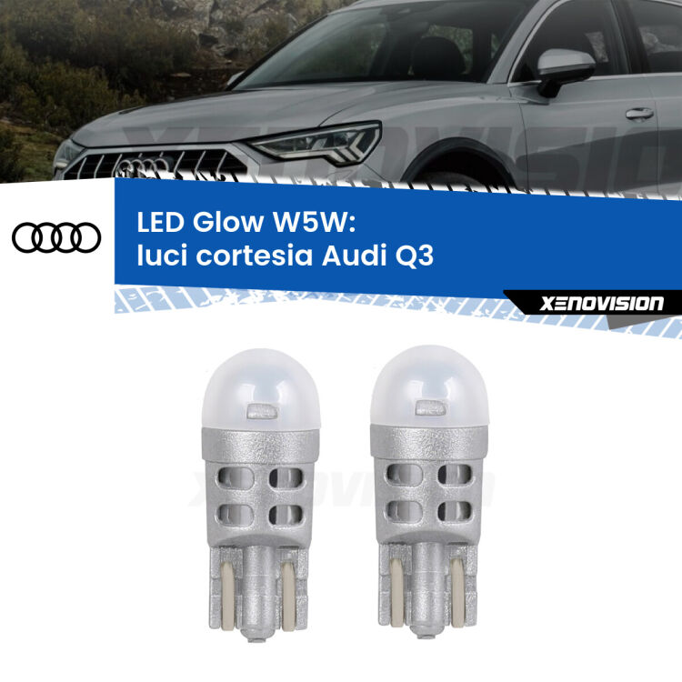 <strong>Luci Cortesia LED luce calda per Audi Q3</strong>  2011 - 2018. Coppia lampade <strong>W5W</strong> modello Glow di Xenovision.