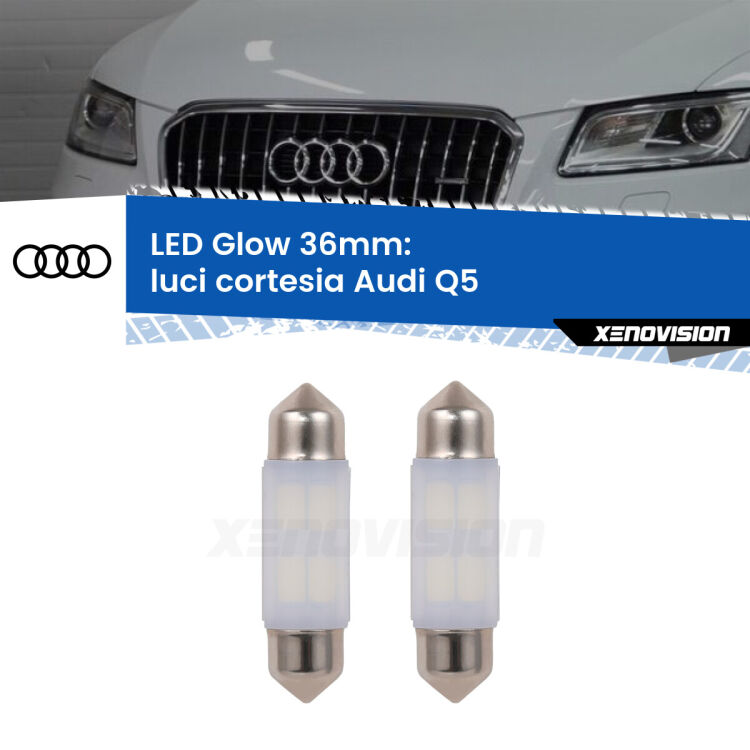 <strong>Luci Cortesia LED luce calda per Audi Q5</strong>  2008 - 2017. Coppia lampade <strong>C5W</strong> 36mm modello Glow di Xenovision.