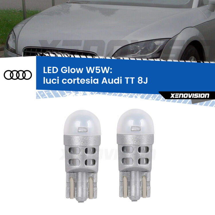 <strong>Luci Cortesia LED luce calda per Audi TT</strong> 8J 2006 - 2014. Coppia lampade <strong>W5W</strong> modello Glow di Xenovision.