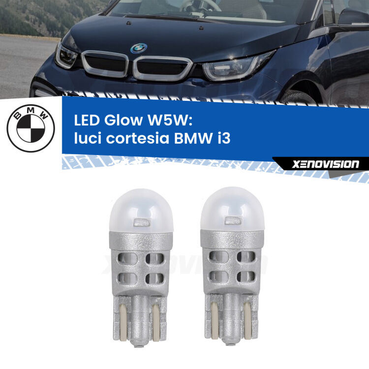 <strong>Luci Cortesia LED luce calda per BMW i3</strong>  2013 - 2023. Coppia lampade <strong>W5W</strong> modello Glow di Xenovision.