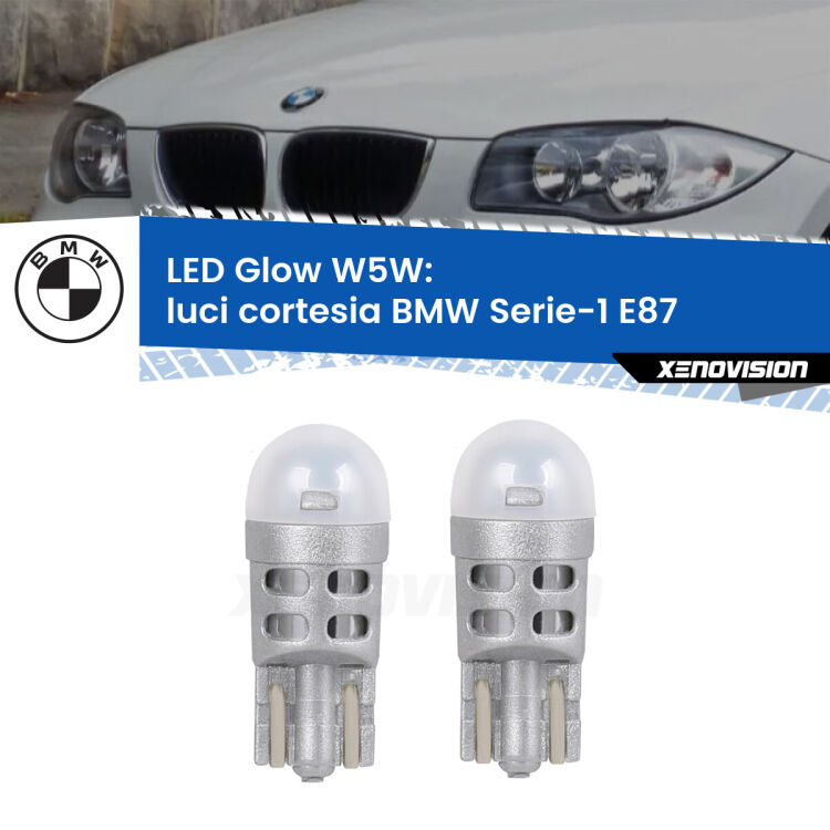 <strong>Luci Cortesia LED luce calda per BMW Serie-1</strong> E87 2003 - 2012. Coppia lampade <strong>W5W</strong> modello Glow di Xenovision.