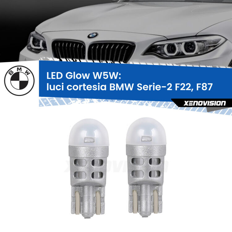 <strong>Luci Cortesia LED luce calda per BMW Serie-2</strong> F22, F87 2012 - 2015. Coppia lampade <strong>W5W</strong> modello Glow di Xenovision.