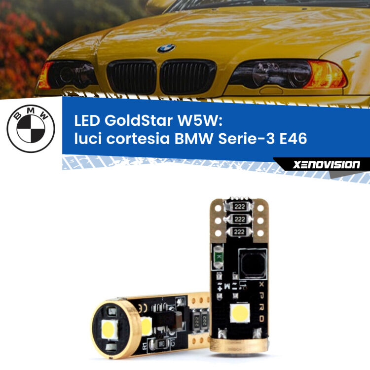 <strong>Luci Cortesia LED BMW Serie-3</strong> E46 centrali: ottima luminosità a 360 gradi. Si inseriscono ovunque. Canbus, Top Quality.