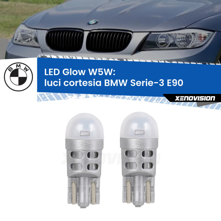 <strong>Luci Cortesia LED luce calda per BMW Serie-3</strong> E90 2005 - 2011. Coppia lampade <strong>W5W</strong> modello Glow di Xenovision.