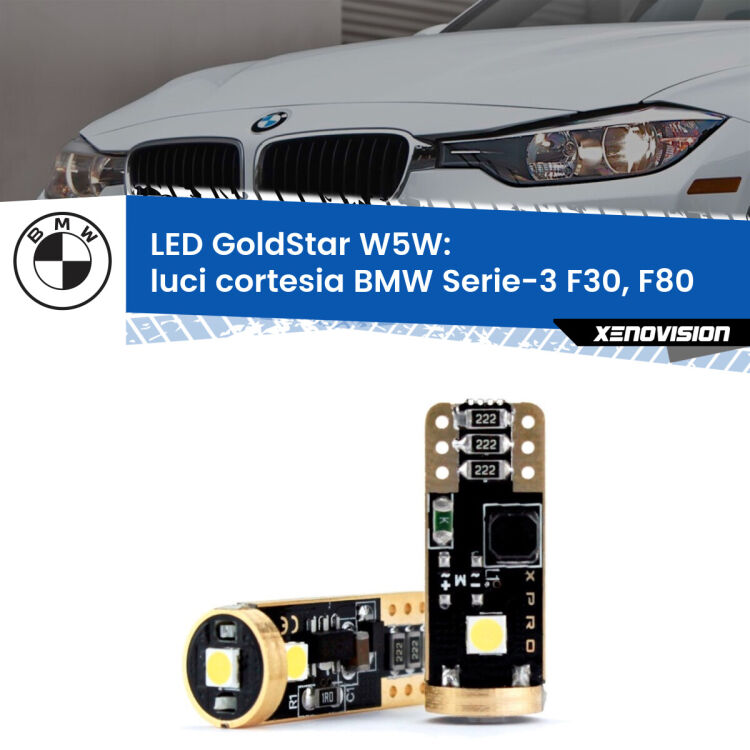 <strong>Luci Cortesia LED BMW Serie-3</strong> F30, F80 posteriori: ottima luminosità a 360 gradi. Si inseriscono ovunque. Canbus, Top Quality.