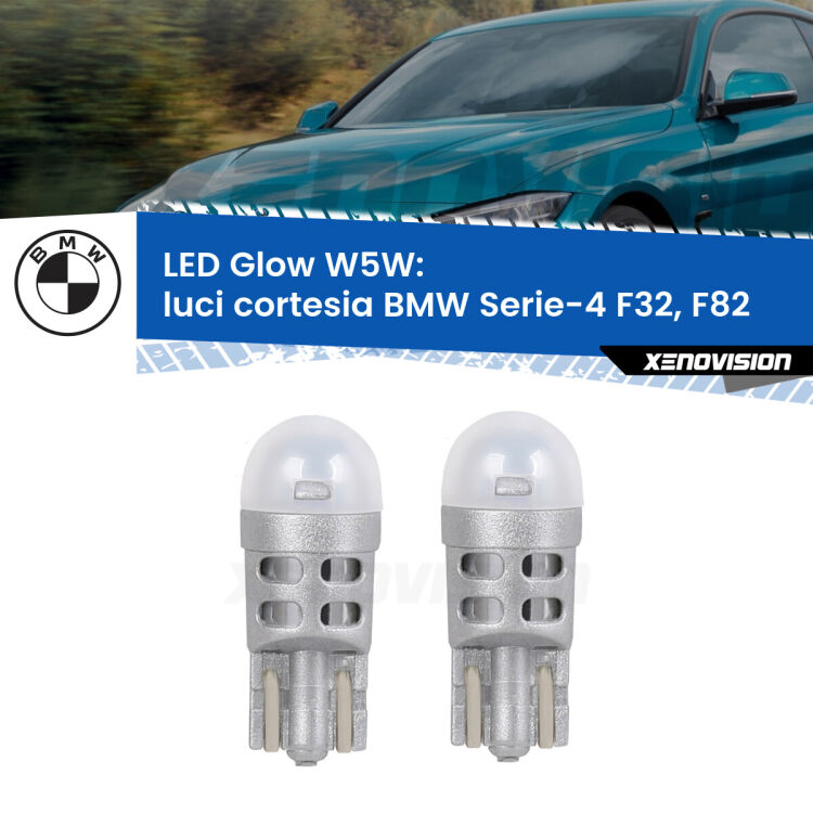 <strong>Luci Cortesia LED luce calda per BMW Serie-4</strong> F32, F82 posteriori. Coppia lampade <strong>W5W</strong> modello Glow di Xenovision.