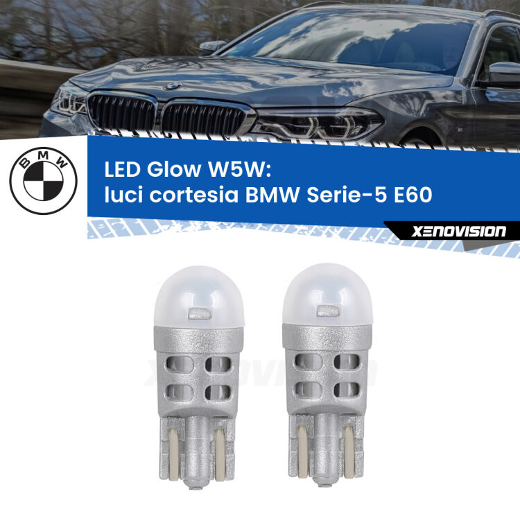 <strong>Luci Cortesia LED luce calda per BMW Serie-5</strong> E60 2003 - 2010. Coppia lampade <strong>W5W</strong> modello Glow di Xenovision.