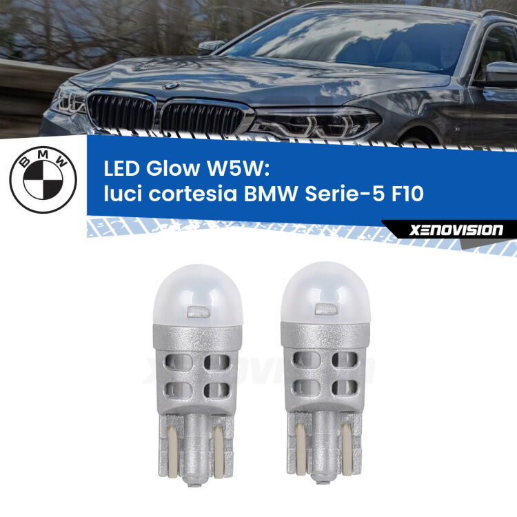 <strong>Luci Cortesia LED luce calda per BMW Serie-5</strong> F10 2010 - 2016. Coppia lampade <strong>W5W</strong> modello Glow di Xenovision.