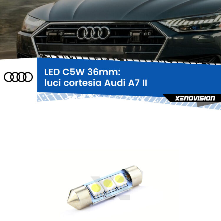 LED Luci Cortesia Audi A7 II 2019 in poi. Una lampadina led innesto C5W 36mm canbus estremamente longeva.