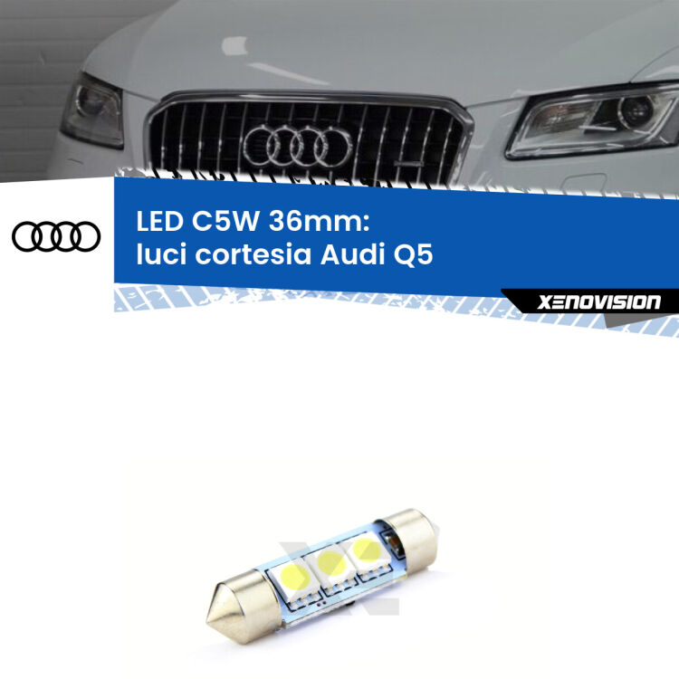 LED Luci Cortesia Audi Q5  2008 - 2017. Una lampadina led innesto C5W 36mm canbus estremamente longeva.