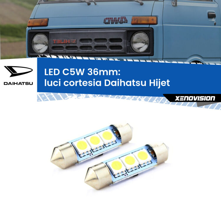 <strong>Luci Cortesia LED per Daihatsu Hijet</strong>  1992 - 2005. Coppia lampade <strong>C5W</strong> 36mm estremamente longeve.