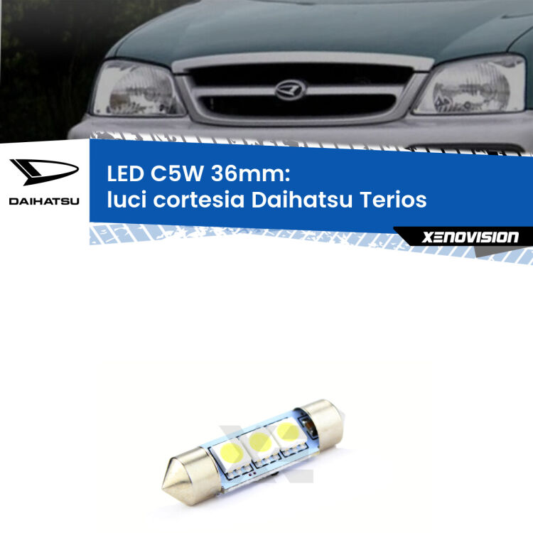 LED Luci Cortesia Daihatsu Terios  posteriori. Una lampadina led innesto C5W 36mm canbus estremamente longeva.