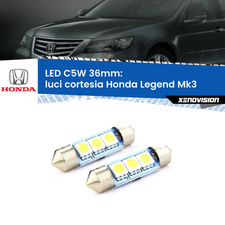 <strong>Luci Cortesia LED per Honda Legend</strong> Mk3 1996 - 2004. Coppia lampade <strong>C5W</strong> 36mm estremamente longeve.