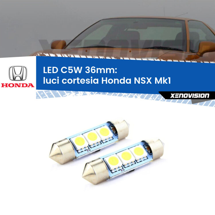 <strong>Luci Cortesia LED per Honda NSX</strong> Mk1 1990 - 2005. Coppia lampade <strong>C5W</strong> 36mm estremamente longeve.