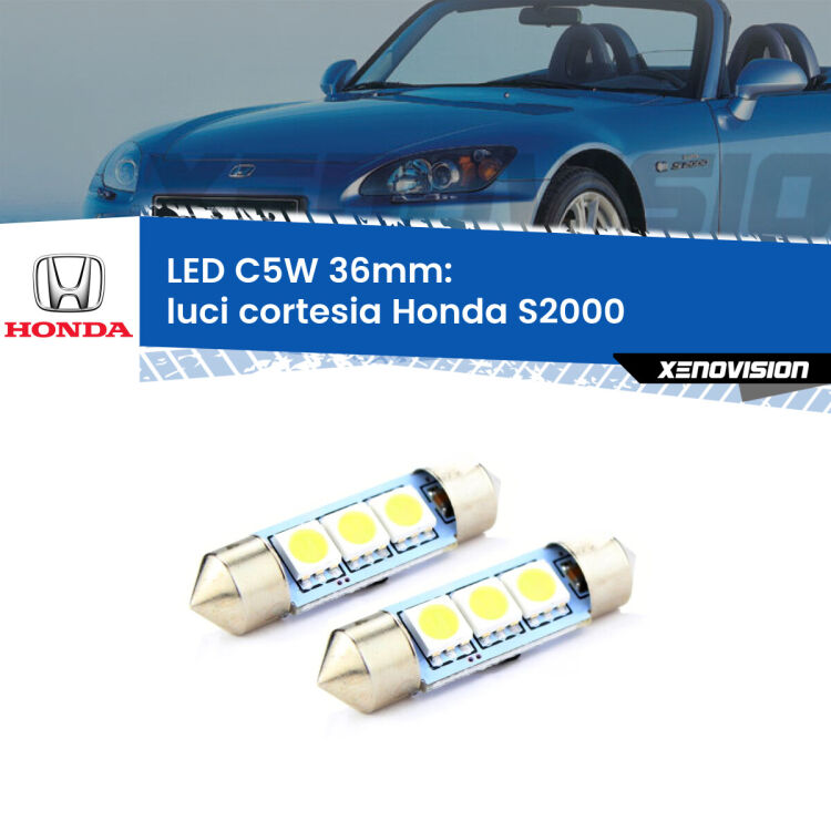 <strong>Luci Cortesia LED per Honda S2000</strong>  1999 - 2009. Coppia lampade <strong>C5W</strong> 36mm estremamente longeve.