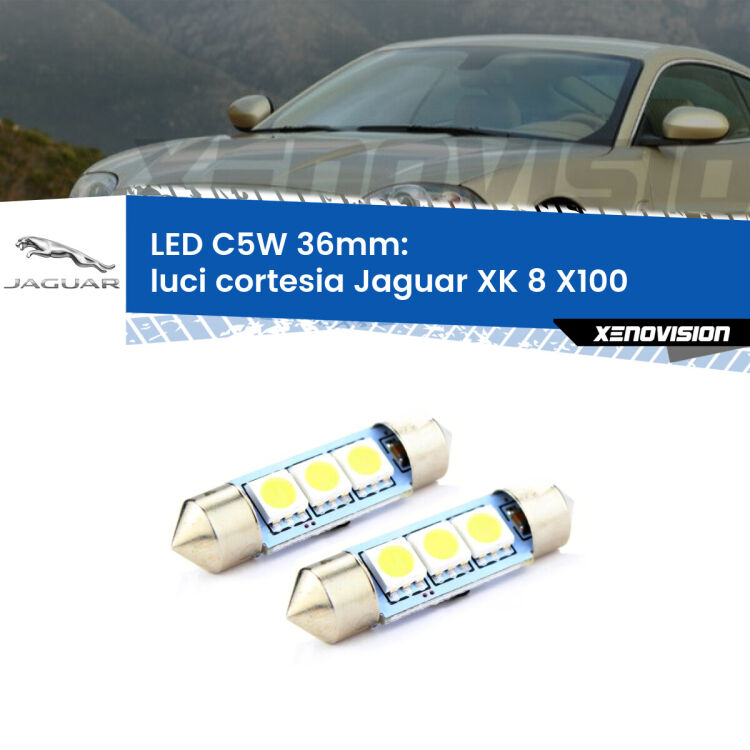 <strong>Luci Cortesia LED per Jaguar XK 8</strong> X100 1996 - 2005. Coppia lampade <strong>C5W</strong> 36mm estremamente longeve.