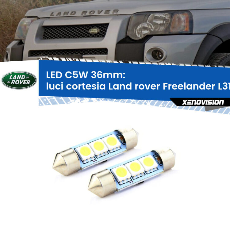 <strong>Luci Cortesia LED per Land rover Freelander</strong> L314 anteriori. Coppia lampade <strong>C5W</strong> 36mm estremamente longeve.