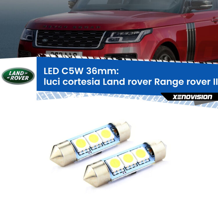 <strong>Luci Cortesia LED per Land rover Range rover II</strong> P38A anteriori. Coppia lampade <strong>C5W</strong> 36mm estremamente longeve.