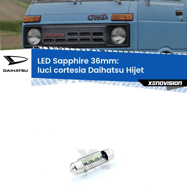 <strong>LED luci cortesia 36mm per Daihatsu Hijet</strong>  1992 - 2005. Lampadina <strong>c5W</strong> modello Sapphire Xenovision con chip led Philips.