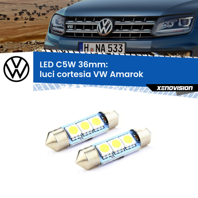 <strong>Luci Cortesia LED per VW Amarok</strong>  posteriori. Coppia lampade <strong>C5W</strong> 36mm estremamente longeve.