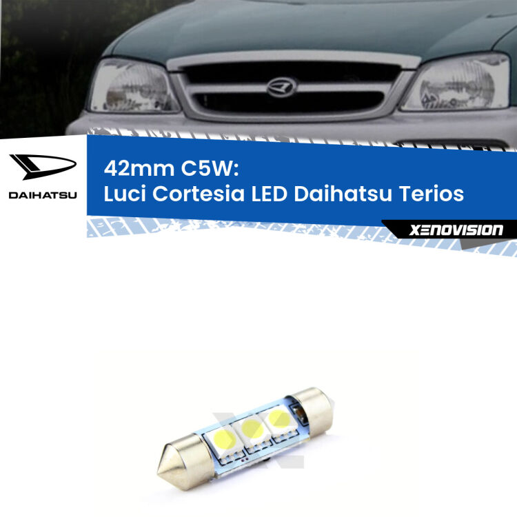 Lampadina eccezionalmente duratura, canbus e luminosa. C5W 42mm perfetto per Luci Cortesia LED Daihatsu Terios  anteriori<br />.