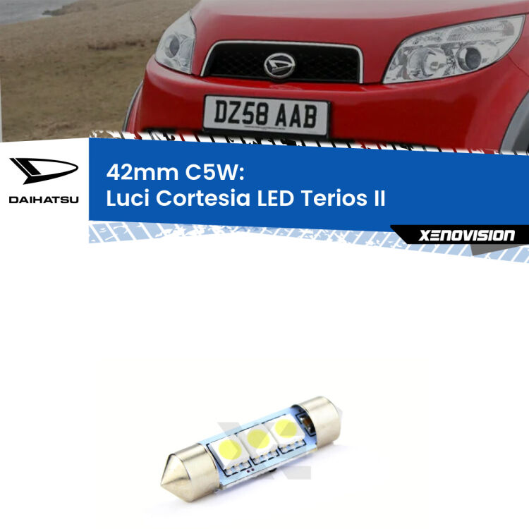 Lampadina eccezionalmente duratura, canbus e luminosa. C5W 42mm perfetto per Luci Cortesia LED Daihatsu Terios (II) anteriori<br />.