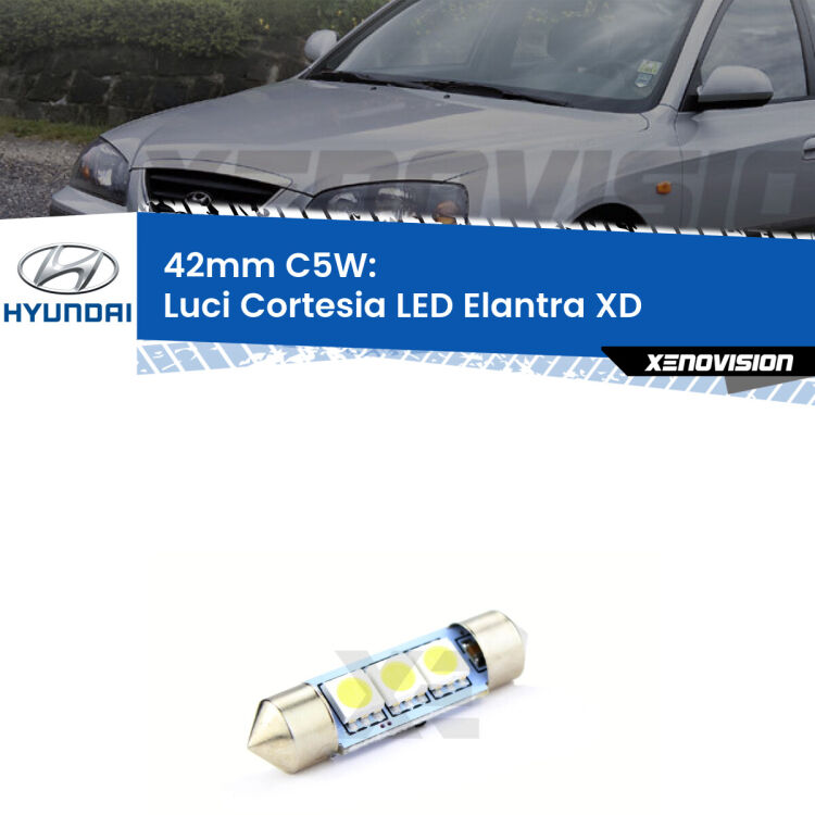 Lampadina eccezionalmente duratura, canbus e luminosa. C5W 42mm perfetto per Luci Cortesia LED Hyundai Elantra (XD) 2000 - 2006<br />.