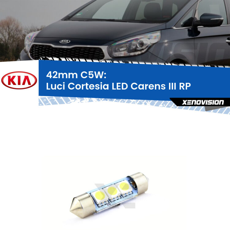 Lampadina eccezionalmente duratura, canbus e luminosa. C5W 42mm perfetto per Luci Cortesia LED KIA Carens III (RP) 2012 - 2021<br />.