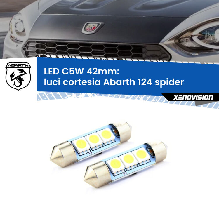 <strong>Luci Cortesia LED per Abarth 124 spider</strong>  2016 - 2019. Coppia lampade <strong>C5W</strong> 42mm estremamente longeve.