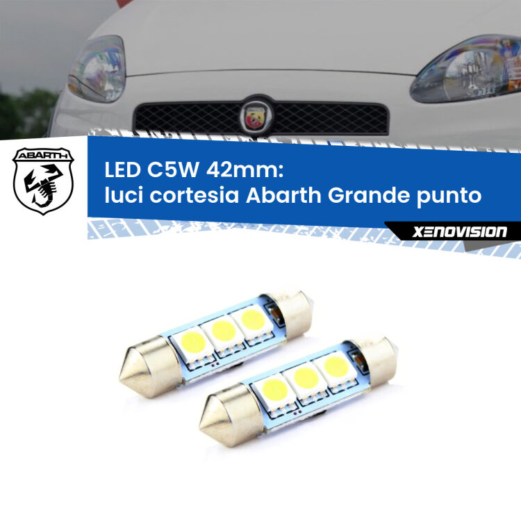 <strong>Luci Cortesia LED per Abarth Grande punto</strong>  2007 - 2010. Coppia lampade <strong>C5W</strong> 42mm estremamente longeve.