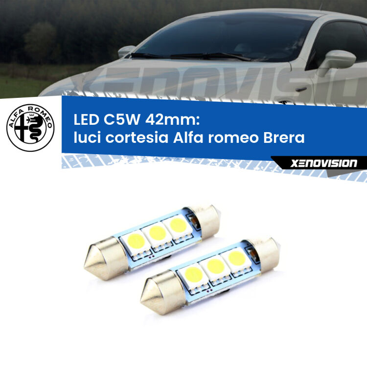 <strong>Luci Cortesia LED per Alfa romeo Brera</strong>  2006 - 2010. Coppia lampade <strong>C5W</strong> 42mm estremamente longeve.