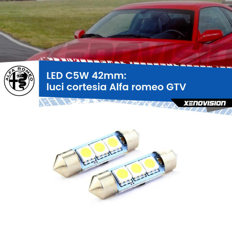 <strong>Luci Cortesia LED per Alfa romeo GTV</strong>  1995 - 2005. Coppia lampade <strong>C5W</strong> 42mm estremamente longeve.