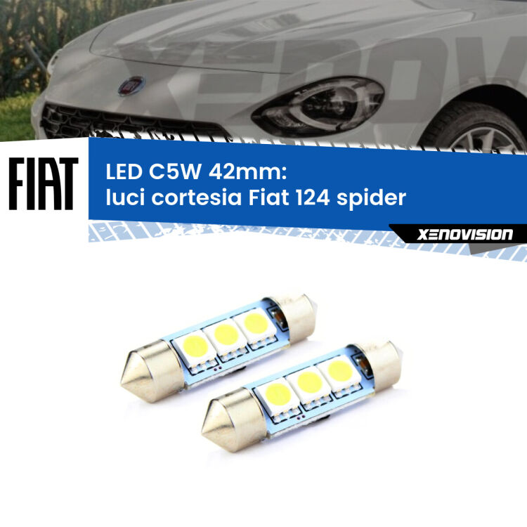 <strong>Luci Cortesia LED per Fiat 124 spider</strong>  2016 in poi. Coppia lampade <strong>C5W</strong> 42mm estremamente longeve.