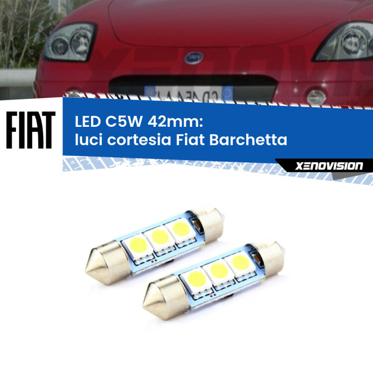 <strong>Luci Cortesia LED per Fiat Barchetta</strong>  1995 - 2005. Coppia lampade <strong>C5W</strong> 42mm estremamente longeve.