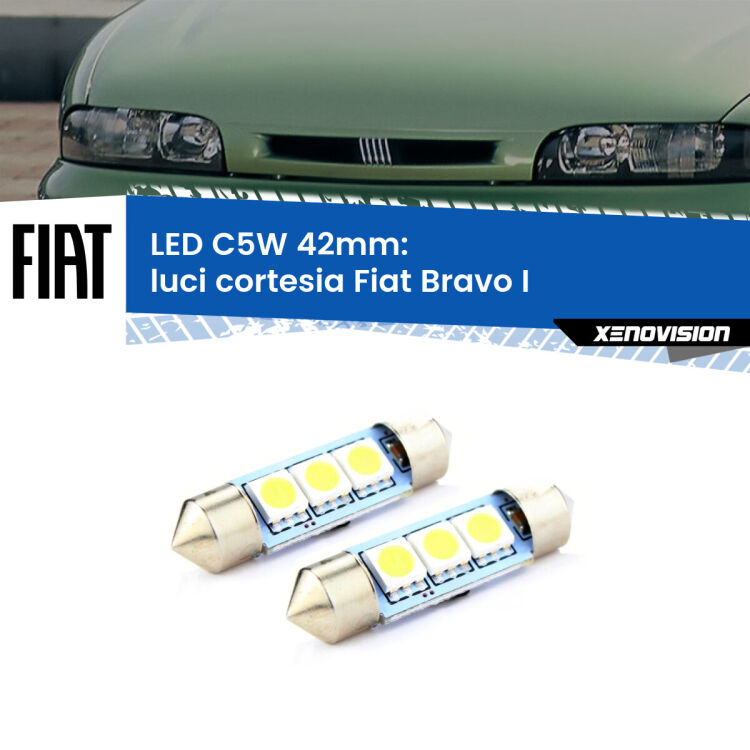 <strong>Luci Cortesia LED per Fiat Bravo I</strong>  1995 - 2001. Coppia lampade <strong>C5W</strong> 42mm estremamente longeve.