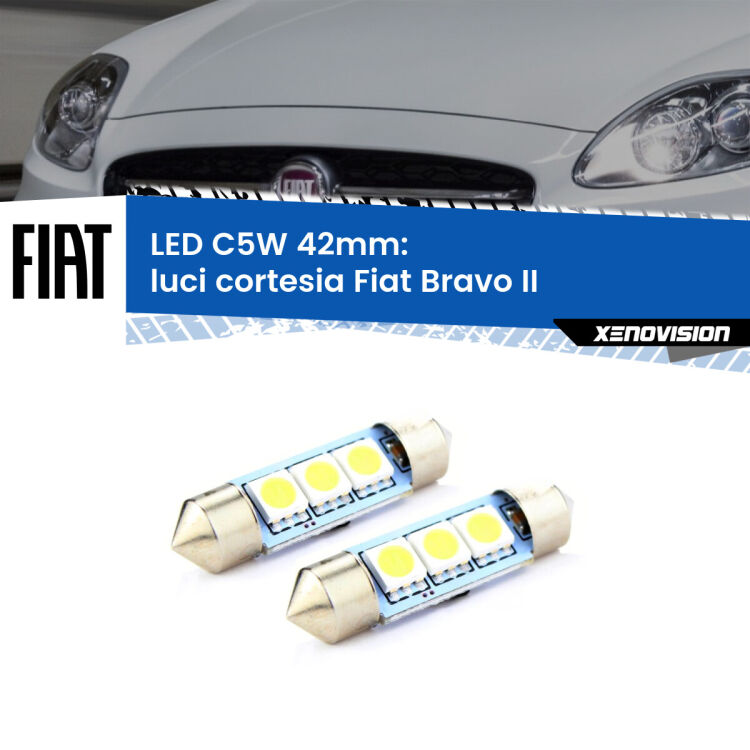 <strong>Luci Cortesia LED per Fiat Bravo II</strong>  2006 - 2014. Coppia lampade <strong>C5W</strong> 42mm estremamente longeve.