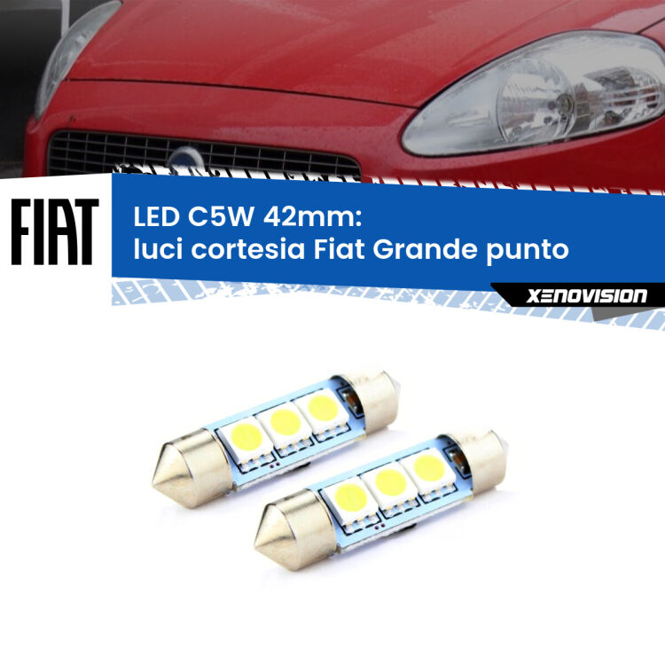 <strong>Luci Cortesia LED per Fiat Grande punto</strong>  2005 - 2018. Coppia lampade <strong>C5W</strong> 42mm estremamente longeve.